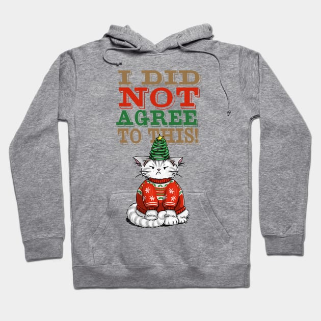 Disgruntled Cat in Ugly Christmas Sweater (light background) Hoodie by ElephantShoe